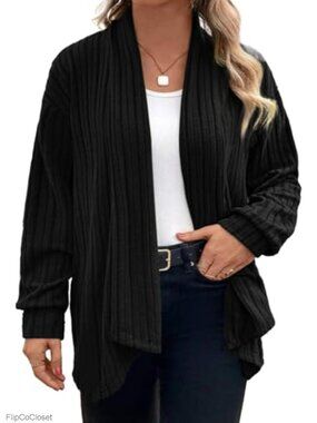 Oversized Plus Size Open Front Cardigan Sweater Long Sleeve Lightweight
